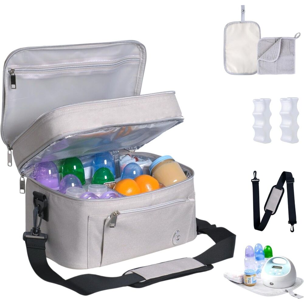 Baby Bottle Cooler Maternity Bag Insulated Tote w/ Ice Packs